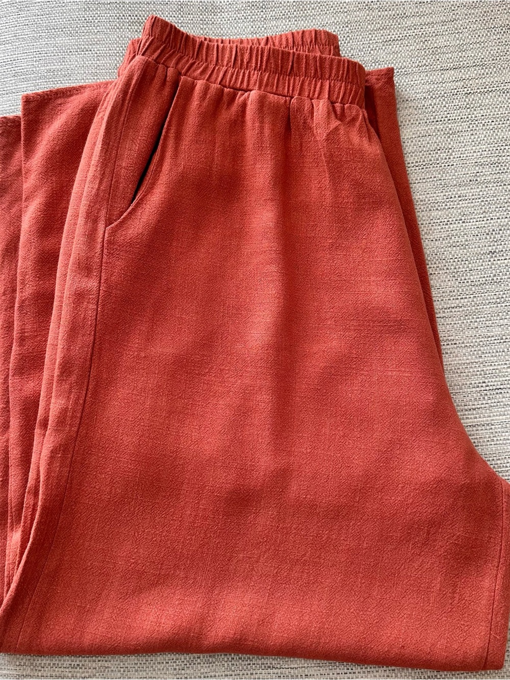 Bohemian Rust-Orange Linen-Blend Top and Pants Set Size Large - Picture 4 of 8